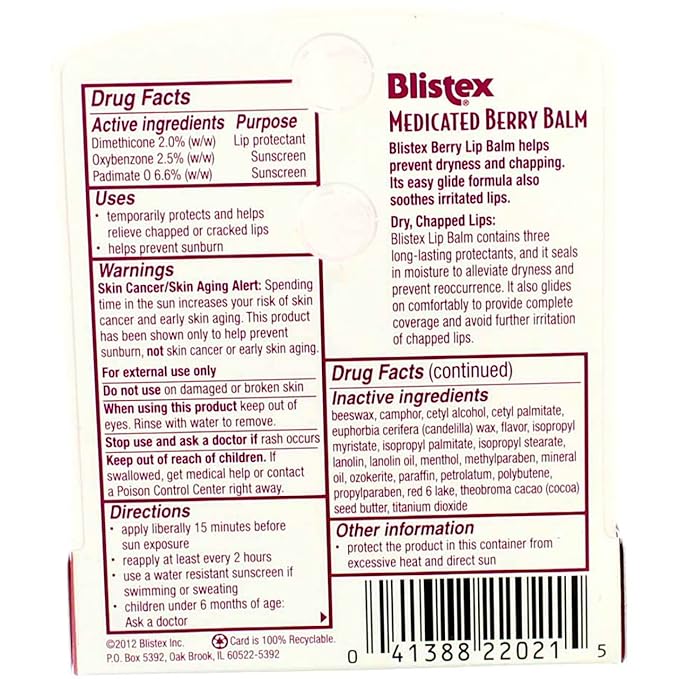 Blistex Medicated Lip Balm with SPF 15 for Dryness, Chapping and Soothes Irritated Lips, 0.15oz - Pack of 6