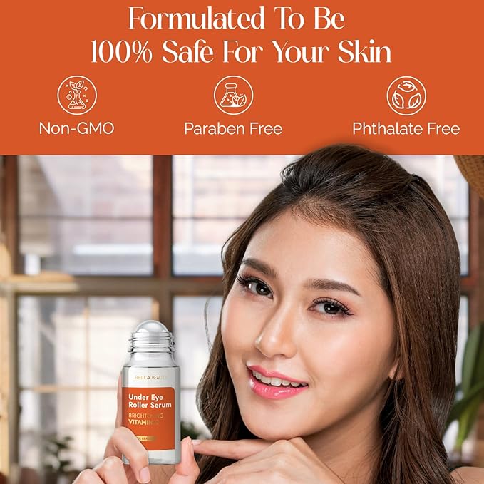 Eye Roller Serum with Vitamin C & Niacinamide - Eye Serum for Puffiness & Fine Lines - Anti Aging Korean Skin Care - 1.69 Fl Oz./50ml