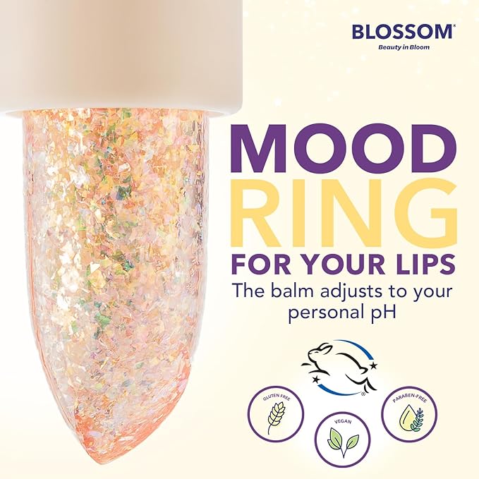 Blossom pH Adjusting Shimmering Lip Balm Moisturizing Glitter Sparkle Lip Balm, 0.12oz./3.5g, Coral