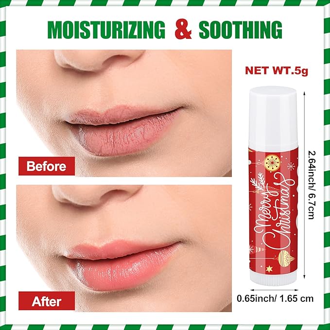 36 Pcs Lip Balm Bulk Easter Basket Stuffers Christmas Gifts for Kids Holiday Lip Balm Moisturizing Stick Lip Care Multipack Flavored Lip Balm for Party Supplies in 6 Flavors (Santa Claus)