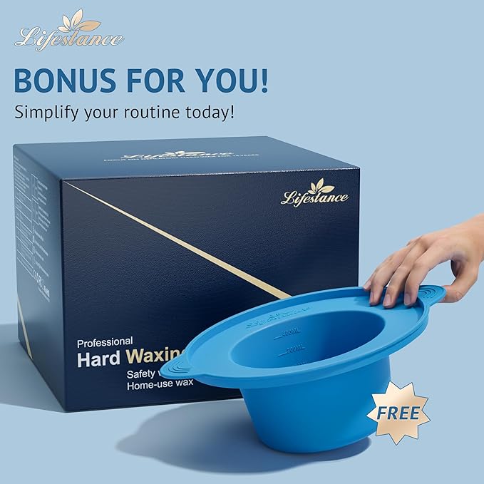 Lifestance Complete Home Waxing Kit, L1 Hard Wax Warmer for Hair Removal, Brazilian Bikini Wax Kit for Women Men, 59 Items, No-Mess Silicone Liner, Wax Heater, Hot Wax Pot for Body Leg Face Eyebrow