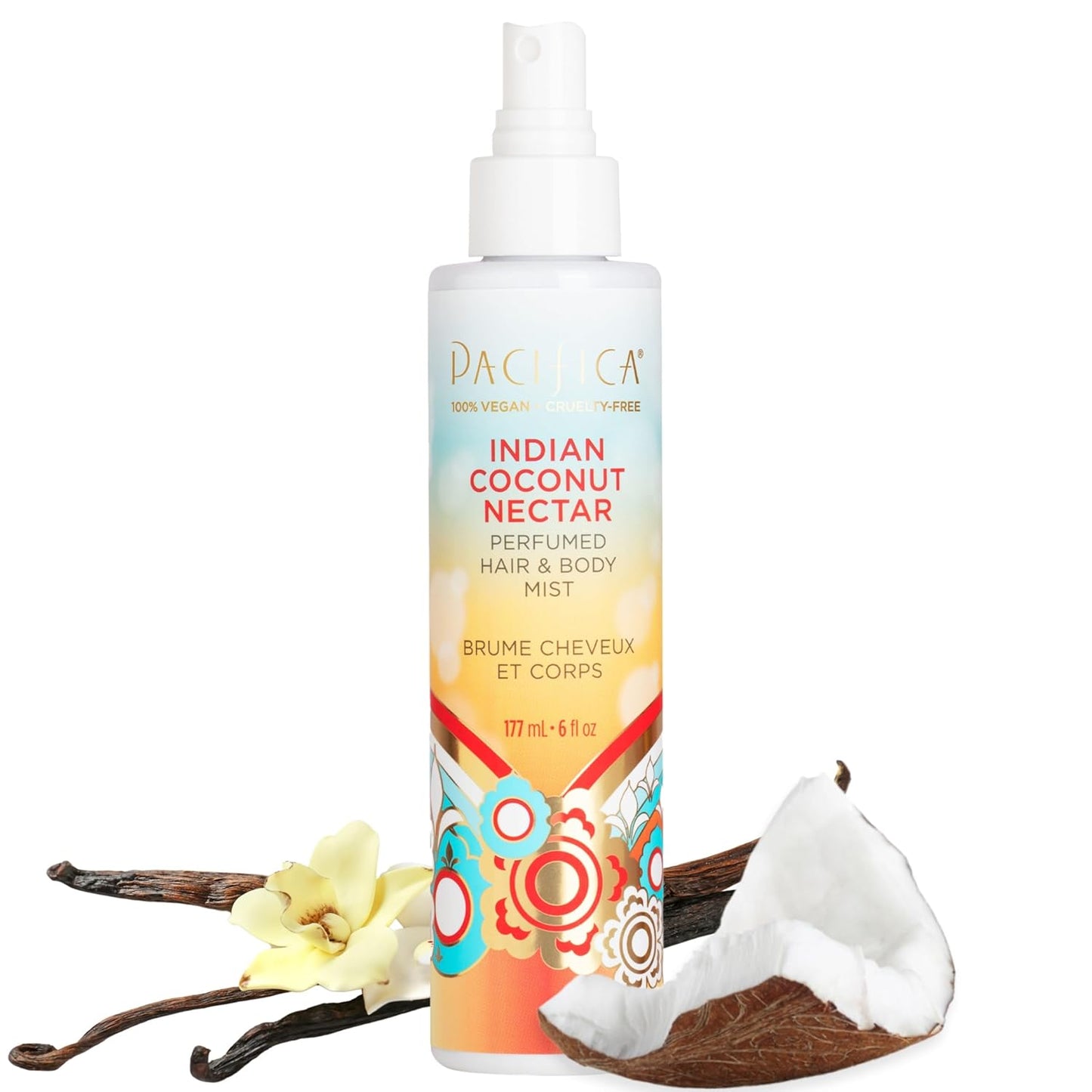 Pacifica Beauty, Indian Coconut Nectar Hair Perfume & Body Spray, Coconut and Creamy Vanilla Scent, Natural & Essential Oils, Alcohol Free, Clean Fragrance, Vegan & Cruelty Free