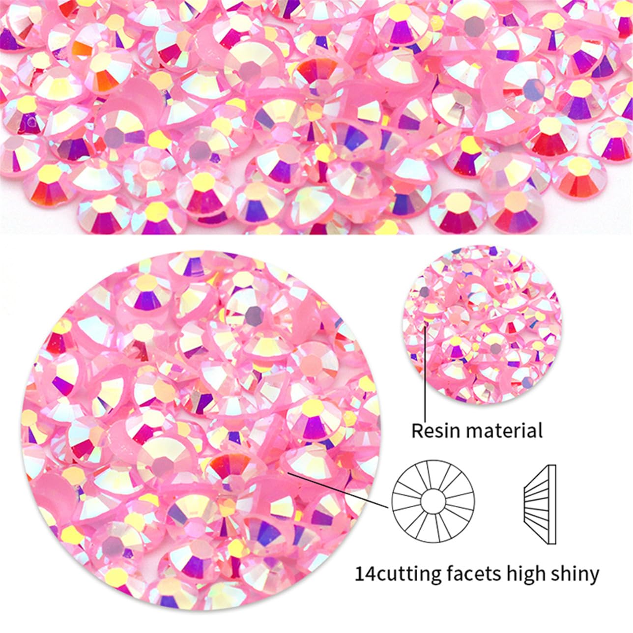 2250 Pcs SS16 4mm AB Flatback Rhinestones for Nails Art Crafts Glitter Round Shine Gems Crystals DIY Clothes Shoes （Light Pink AB）