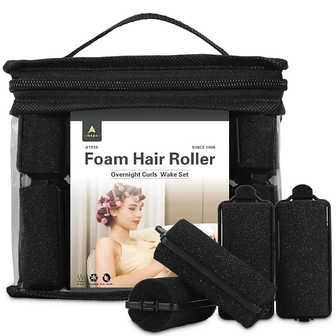 36 Pieces Foam Sponge Hair Rollers - Soft Hair Styling Curlers for Hair Curls (Black, Flexi Rod, 2.8x0.98inch)