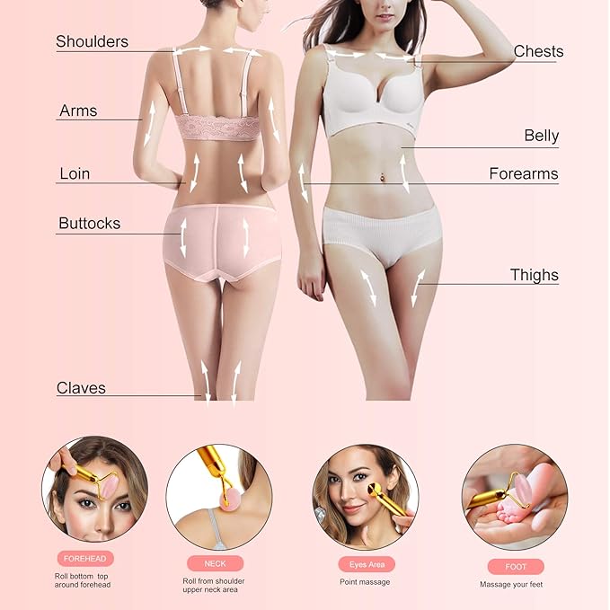 DANGSHAN 2-in-1 Electric Jade Roller Massager Facial Roller & Face Massager, Rose Quartz