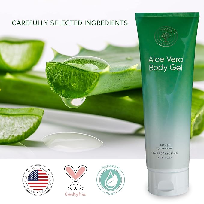 L’EUDINE Aloe Vera Gel - 8Fl Oz - Natural Aloe Gel for Skin Care - Premium Aloe for Sunburn Relief, Burns, and After Sun Care - Aloe Gel for Face, Body - Aloe Vera for Scar Treatment