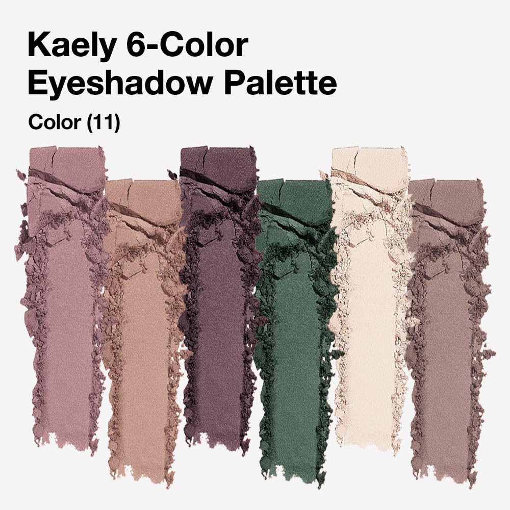 Kaely 6 Colors Mini Neutral Eye Shadow Palette Makeup, Taupe Rosy Brown Smokey Plum Forest Green Nude Beige Cocoa Brown Matte Eyeshadow Palette for Older Women Pigmented Waterproof, Cruelty-free, 11