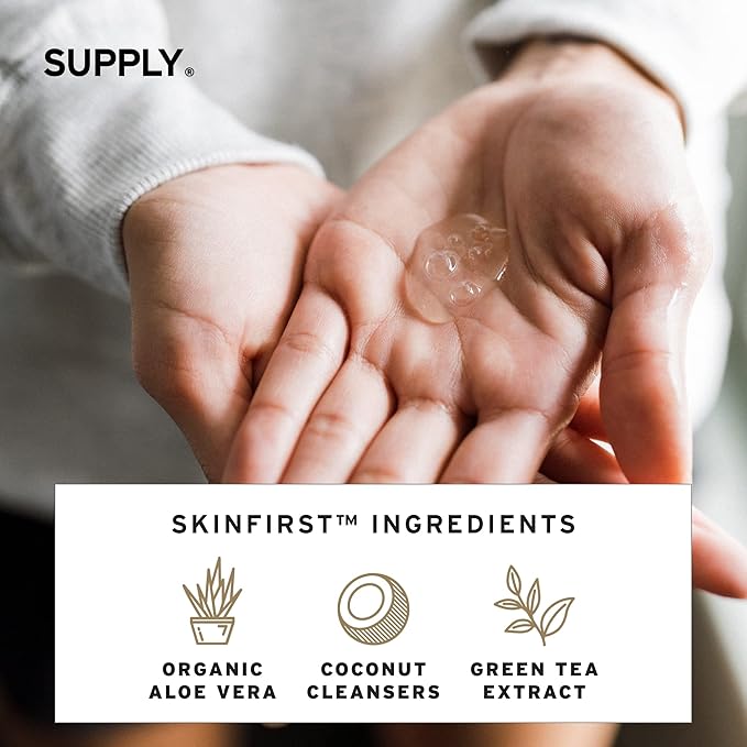 Supply Mens Face Wash - Plant-Based Face Wash Men's Cleanser with Aloe, Tea Tree & Mint - Gently Hydrates, Refreshes & Removes Impurities - Natural Skincare, 3.4 fl oz