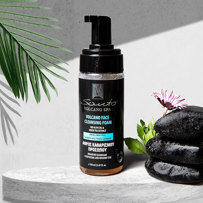 Volcano Face Foam Cleanser 150ml – Foaming Face Cleanser for Deep Cleansing & Hydrating with Olive Oil & Botanical Extracts – Face Wash Foam Removes Makeup, Dirt & Excess Oil