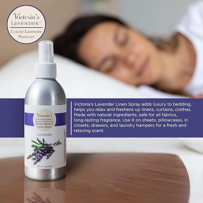 Victoria's Lavender Pillow and Linen Spray Mist (8 oz) and Aromatherapy Body Mist (4 oz) - After Sun Solar Recovery Spray with Aloe Vera and Lavender Essential Oil - Set of 2 – Made in the USA