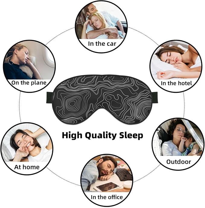 Sleep Eye Mask Topographic Map Sleep Mask for Women Men Comfortable Eye Mask with Adjustable Strap Soft Eye Cover Blindfold for Travel Yoga Nap Shift Work