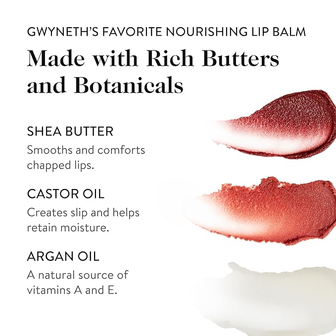 goop Beauty Lip Balm Trio | Moisturizing & Hydrating Lip Balm for Chapped & Dry Lips | Clear, Translucent Garnet, & Sheer Rose | Lip Tint with Nourishing Formula | Petroleum Free | 0.16 oz Each