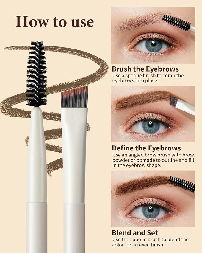 Eyebrow Brush, Dual-ended Angled Eyebrow Brush for Brows or Lashes D108 - Black