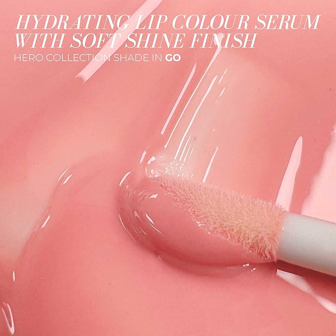 FITGLOW Beauty Lip Colour Serum | Hydrating Lip Gloss | Plumping Anti-Aging Lip Treatment | Natural Shine with Pomegranate Sterols & Collagen | Buildable Color for Dry Chapped Lips | Go - 10g