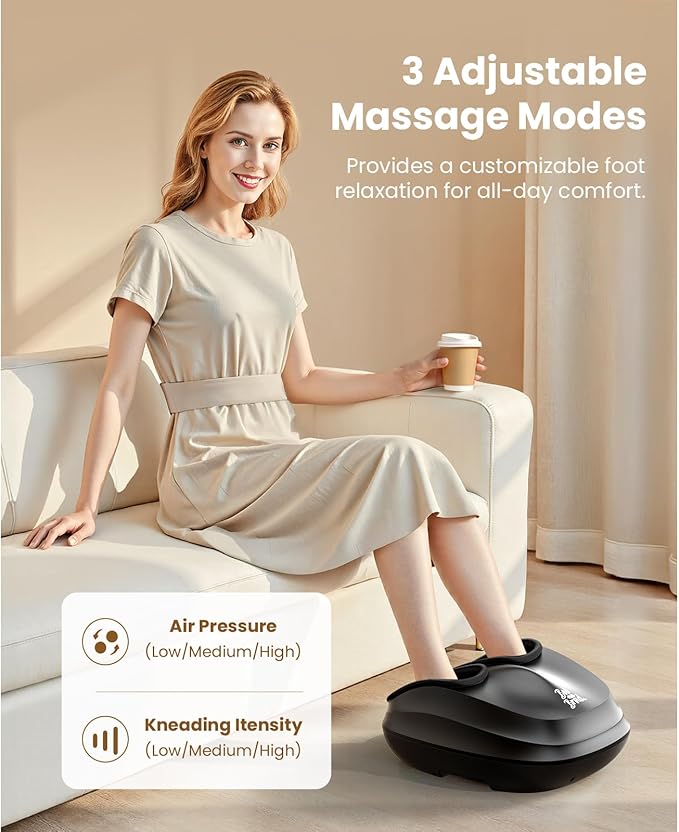 BOB AND BRAD Foot Massager with Heat,Shiatsu Deep Kneading Electric Feet Massager Machine for Plantar Fasciitis, Men Size 12