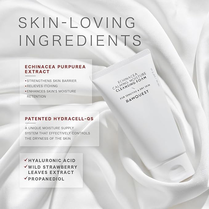 Echinacea Cleansing Gel Foam, Gentle Effective Cleanser, Impurities Remove, Hydrating, Soothing w/Hydracell, Hyaluronic Acid, Propendediol, SkinCare for Dry Sensitive Skin 5.07 fl oz / 150ml