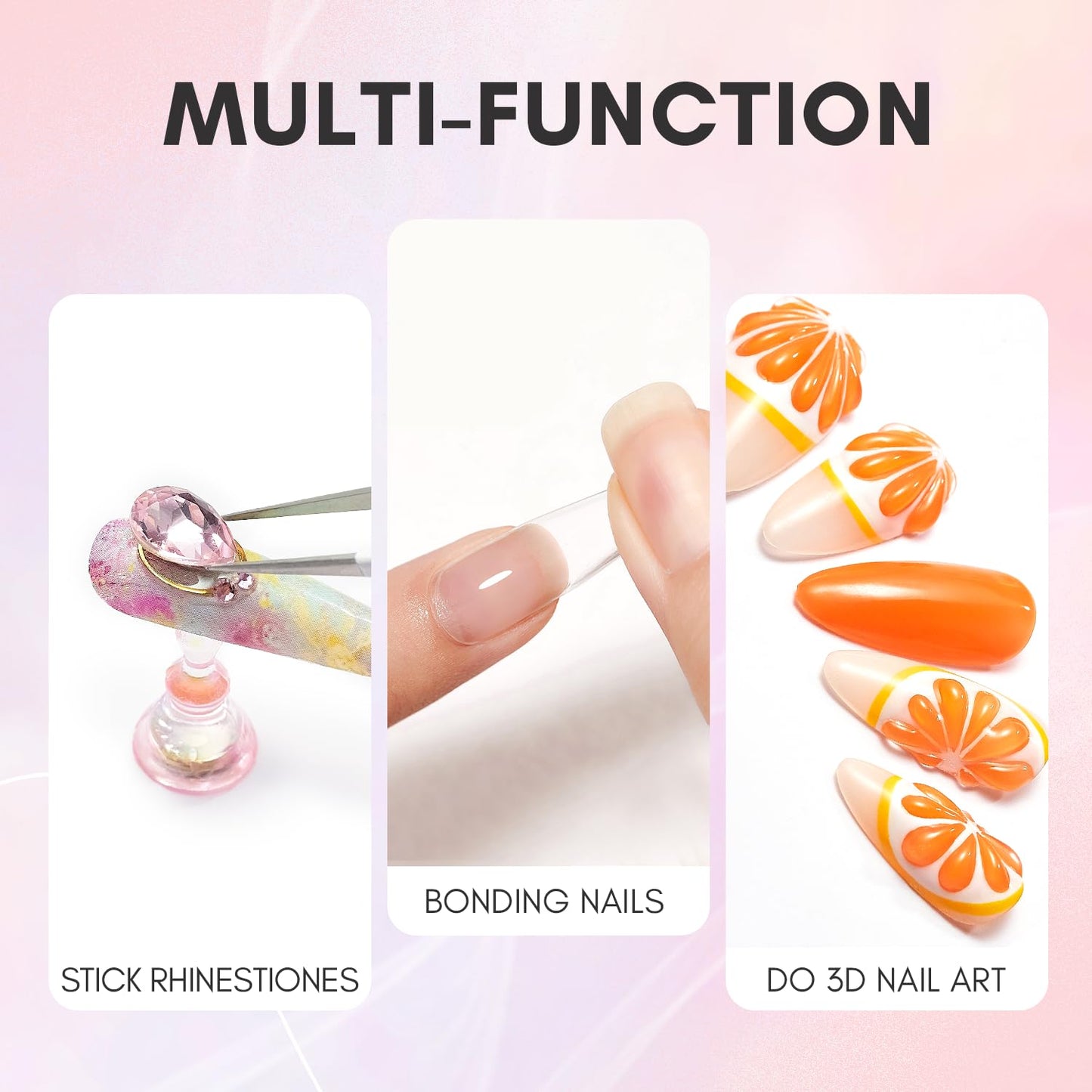 Makartt Gel Nail Glue: Solid Nail Glue for Press On Nails, 15ML 3D Gel UV Lamp Needed, Multifunctional Nails Tools Strong Adhesive Rhinestone Glues Gels for Charms & Gems, Ideal for DIY Home Salon Use