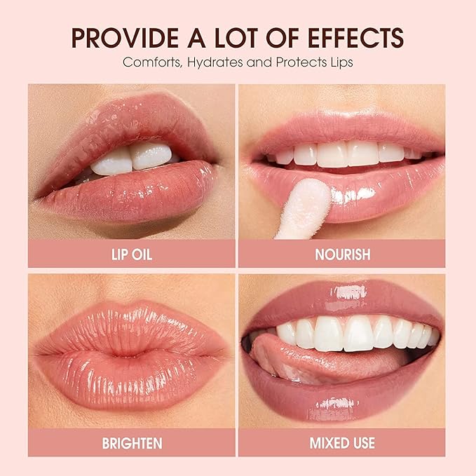 DAY&NIGHT LIP OIL SET, Natural Coconut Lip Plumper & Coffee Lip Care Serum,Hydrating Lip Plumper Gloss (3ml*2)