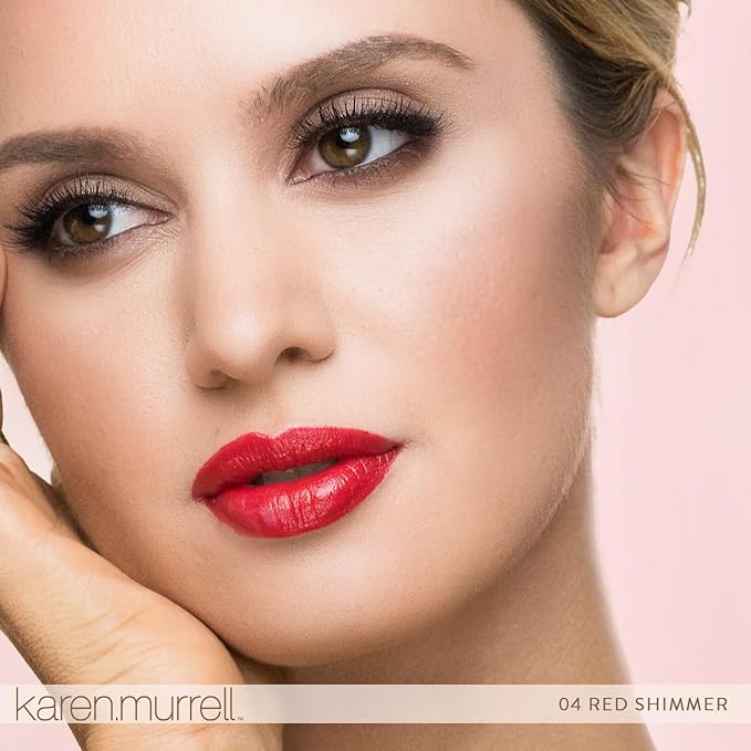 Karen Murrell - Natural Lip Stick 04 Red Shimmer - Red Lipstick - Matte Finish, 100% Natural Ingredients, Moisturizes & Hydrates Lips - Paraben & Cruelty Free