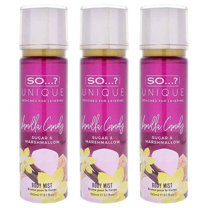 So...? Unique Body Mist - Vanilla Candy for Women - 5.1 oz Body Mist - Pack of 3