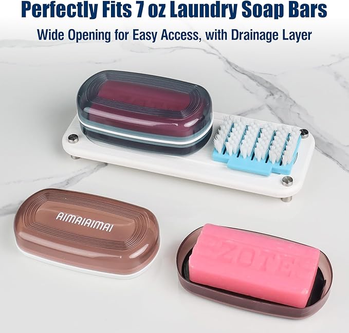 Shampoo Bar Holder, Large Soap Holder for 5 oz/10 oz Oversized Bars, Durable & Versatile Storage Soap Container with Drainage Layer (1 Pack, Red Style A-Large)