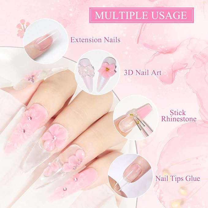 MIZHSE Non-Sticky Solid Builder Gel For Nails, 30g Clear and Pink Sculpting Building Carving Modeling Hard Gel for Nail Strengthen Nail Extension 3D Nail Art for Soak Off Manicure Kit DIY Home Gift