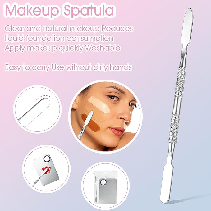 10-in-1 Makeup Spatula and Powder Puff Set with Professional Cosmetic Palette Triangle Puff for Eye Shadow Spatula Facial Cosmetic Makeup Tool for Eyelashe Body