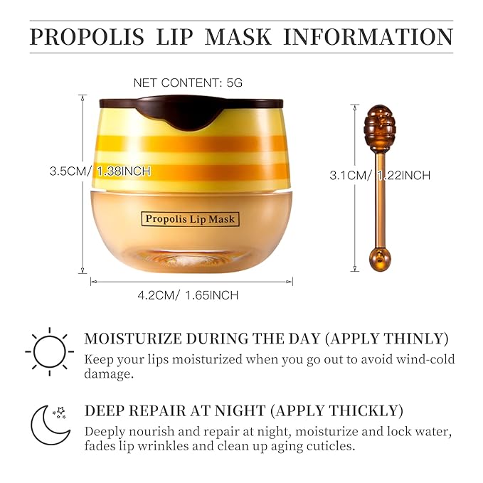 2 PCS Bee Honey Lip Balm Honey Pot, Bee Honey Lip Mask, Reduces Lip Lines, Hydrate & Moisturizing Lip Skin Care, Prevention Dry Cracked Lips, Bee Honey Lip Balm for Lip Repair Treatment