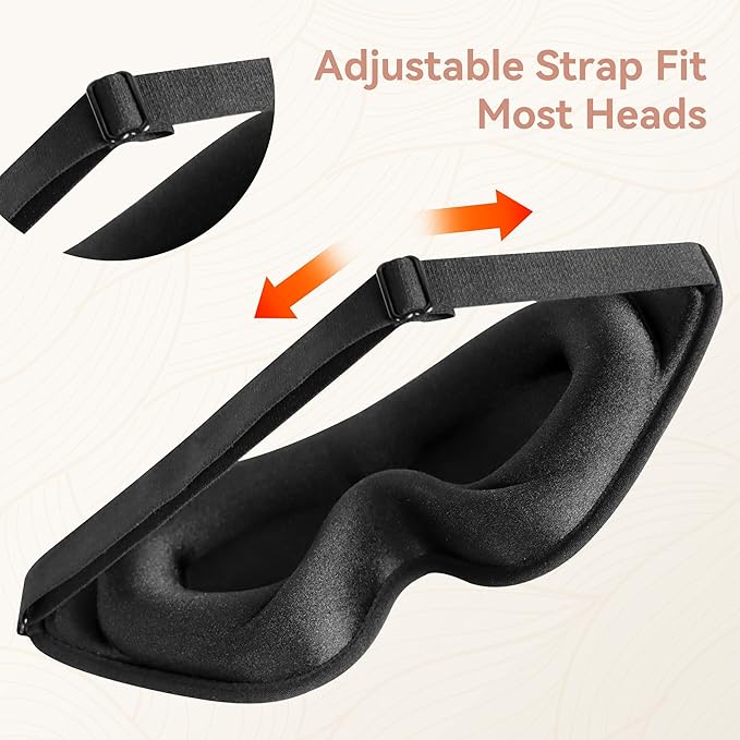 Sleep Mask for Men Women,Upgraded 3D Deep Contoured Eye Covers for Sleeping with Adjustable Strap,Block Out Light, Soft Comfort Eye Shade Cover for Travel Yoga Nap (1pcs, Black)