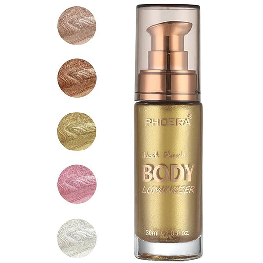 PHOERA Body Luminizer Highlighter, Waterproof Moisturizing and Glow For Face & Body, Face Body Glow Illuminator (102 Metallic Gold)