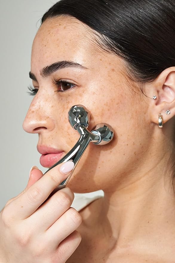 Pacifica Future Youth Stainless Steel Face Roller – Cooling Dual Gua Sha Facial Massager for Sculpting, Contouring & De-Puffing – Anti-Aging Skin Care Tool for Wrinkles & Fine Lines Lymphatic Drainage