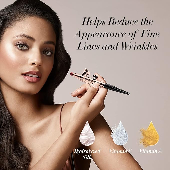 Luminess Air Silk 4-In-1 Airbrush Foundation- Foundation, Shade 180 (.5 Fl Oz) - Sheer to Medium Coverage - Anti-Aging Formula Hydrates and Moisturizes - Professional Makeup Kit for Cordless Air Brush