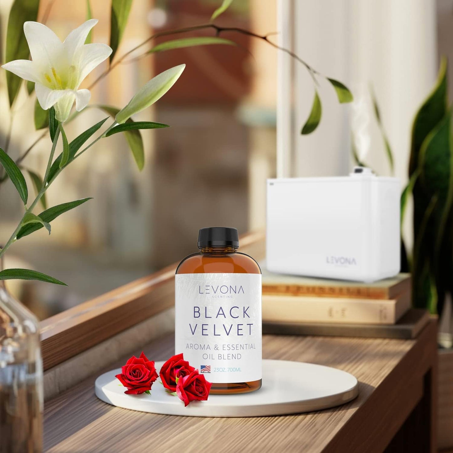 Levona Scents Oil Diffuser Essential Oils: Fragrance Oil for Diffuser - Black Velvette Diffuser Oils Scents - Woody Citrus with Herbal Floral Essential Oil Blends, Oakmoss, White Musk & Sandalwood