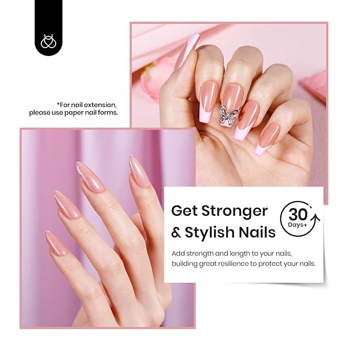 Beetles Builder Gel for Nails, 7 in 1 Nude Brown Colored Strengthener Gel in a Bottle for Nail Extension Nail Apex Building UV LED Lamp Cured DIY at Home Beauty Gift Sets for Women,Base Coat Need