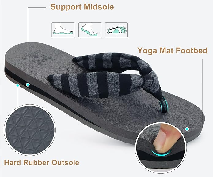 KuaiLu Womens Dressy Sandals Arch Support Yoga Mat Walking Cross Slides Ladies Slip on Orthotic Travel Outfits Slippers Cushion Comfortable