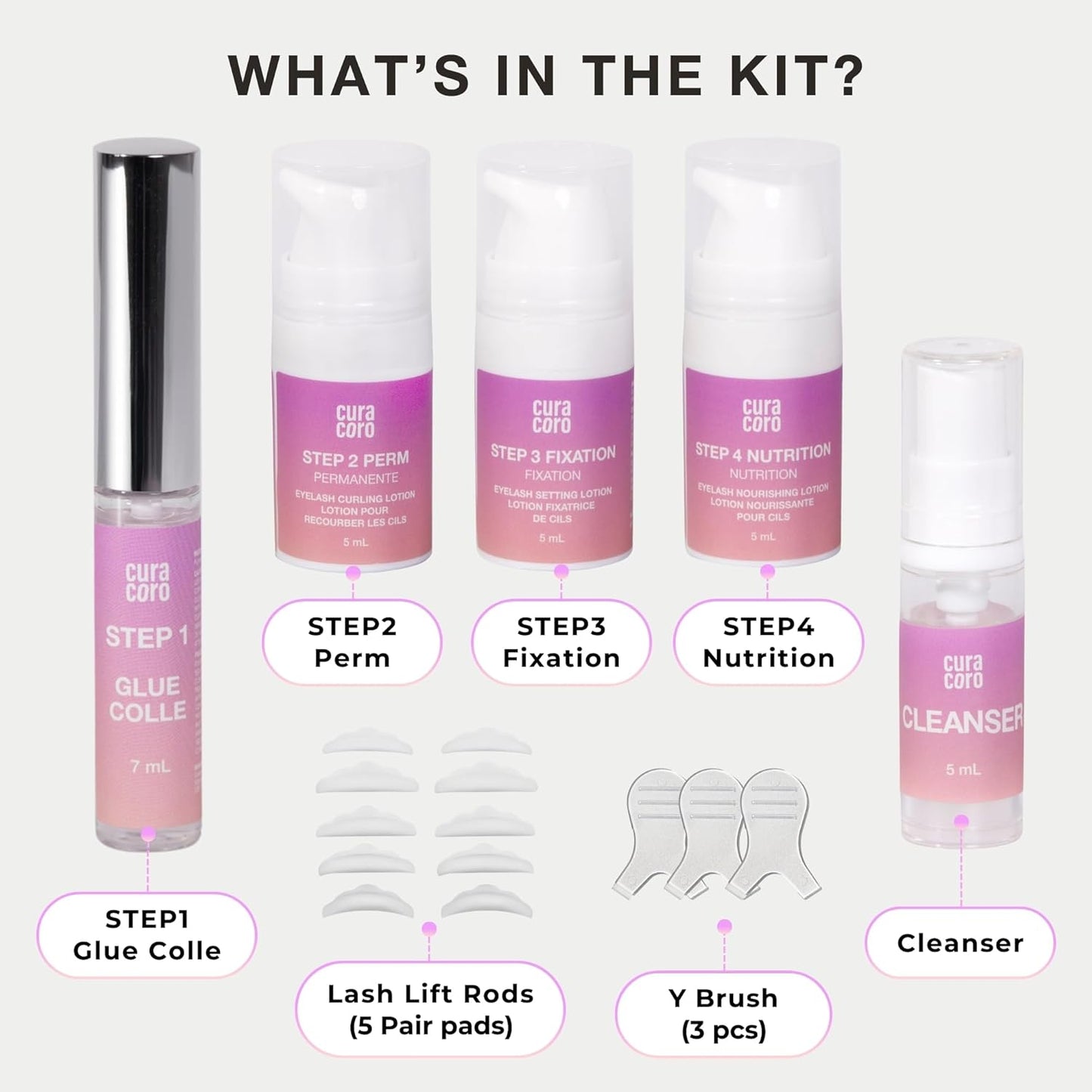 Curacoro Lash Lift Kit - Professional Eyelash Perm Kit, Semi-Permanent Lash Curling, Nourishing Collagen, Hygiene Safe & Easy to Clean, All-in-One for Professional Use