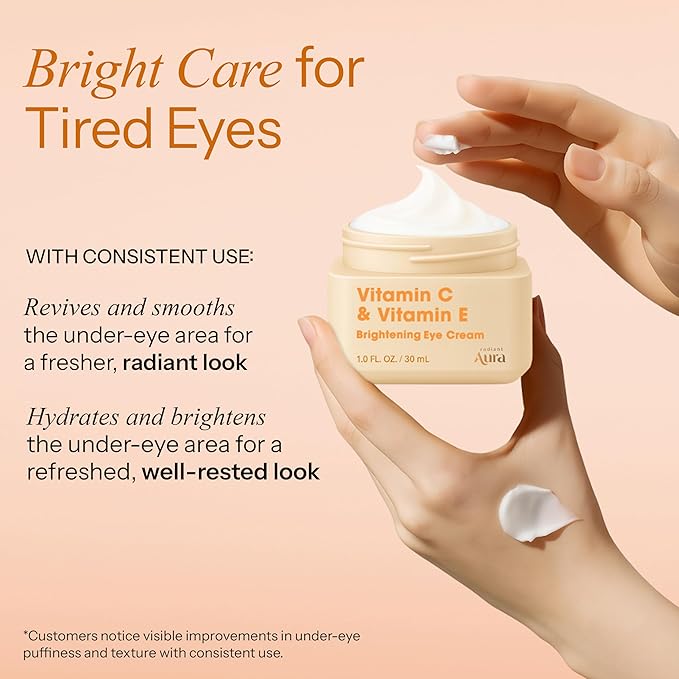 Vitamin C & Vitamin E Under Eye Cream – Anti Aging Treatment For Dark Circles, Puffiness & Fine Lines, Firms And Hydrates Tired Eyes – Dermatologist Tested, Korean Skin Care – Pack of 2