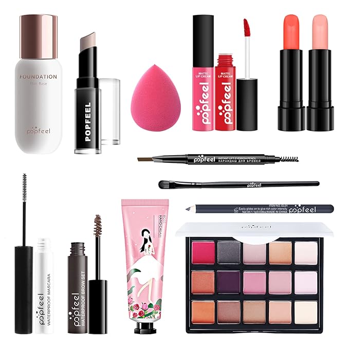 All-in-One Makeup Gift Set Carry All Makeup Kit Women Full Kit With Makeup Bag Lipgloss Lipstick Concealer Blush Foundation Face Powder Eyeshadow Palette Cosmetic Palette #2