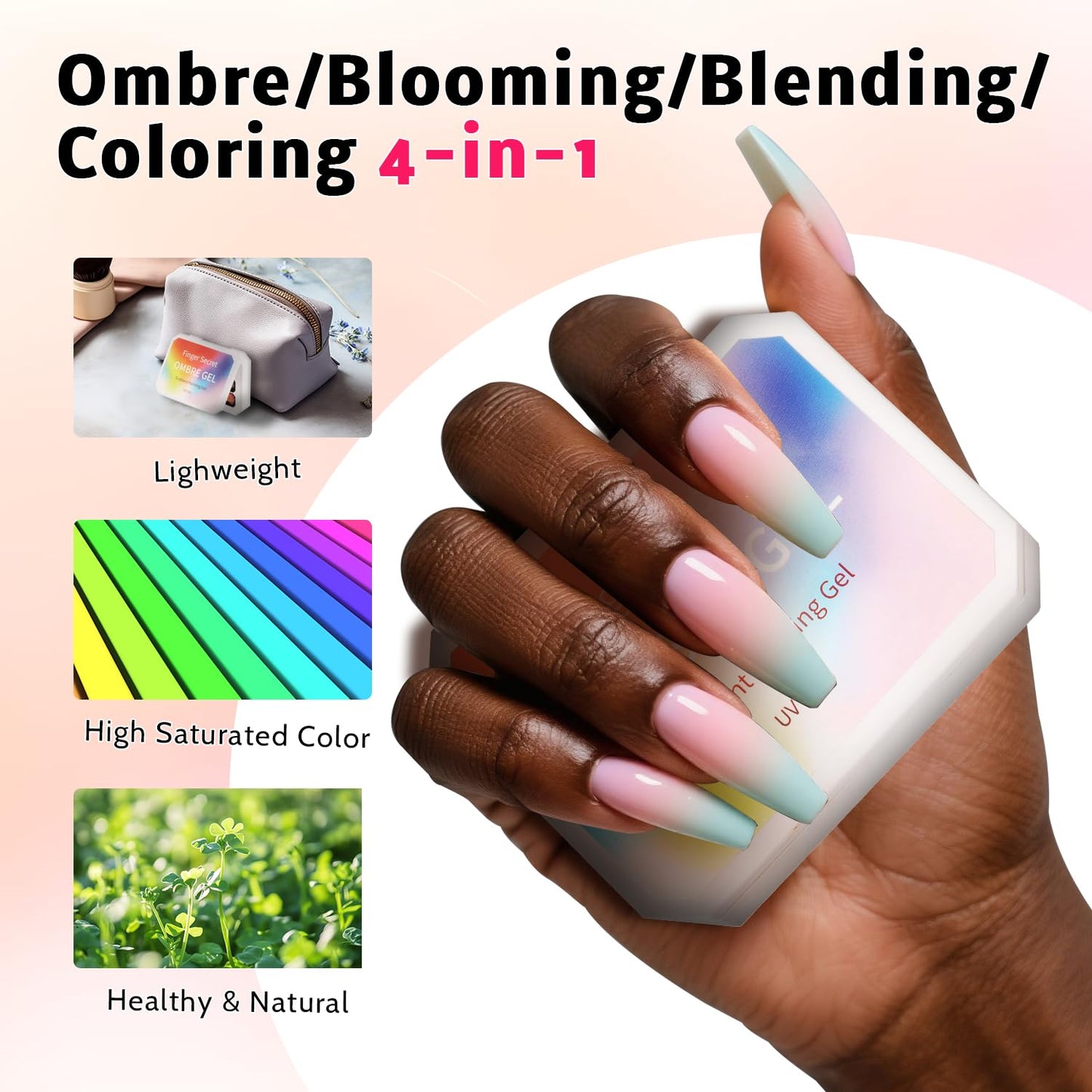 Sponge Pat Paint Nail Gel, 9 Colors Ombre Nails Gradient Gel Nail Blush Blooming Aura Nails Drawing Stripper Floral Painting Nail Art, No Wipe, UV/LED Curing (9 Colors G)