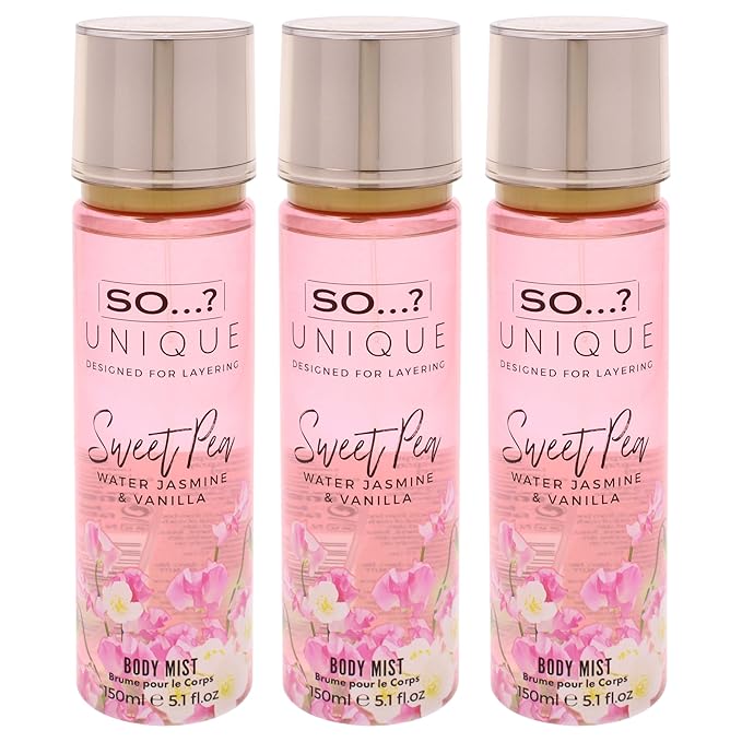 So...? Unique Body Mist - Sweet Pea for Women - 5.1 oz Body Mist - Pack of 3