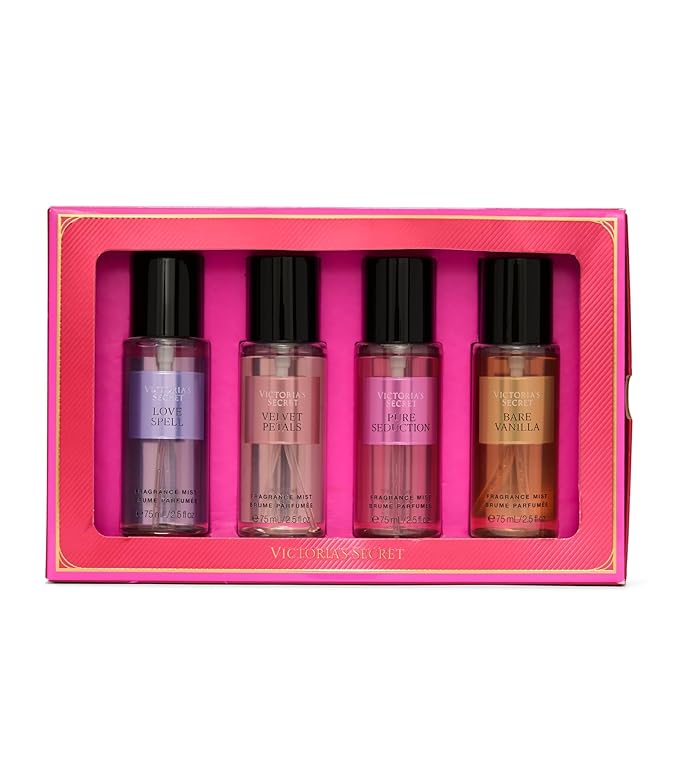 Victoria's Secret Fragrance Mist Collection 4 Piece Mini Mist Gift Set, Assorted Scents, Gift Set for Women