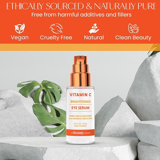 Vitamin C Under Eye Serum - Anti-Aging, Reduces Puffiness, Dark Circles & Wrinkles, Hydrating - Dermatologist Tested, Korean Skin Care - 1 oz / 30 ml