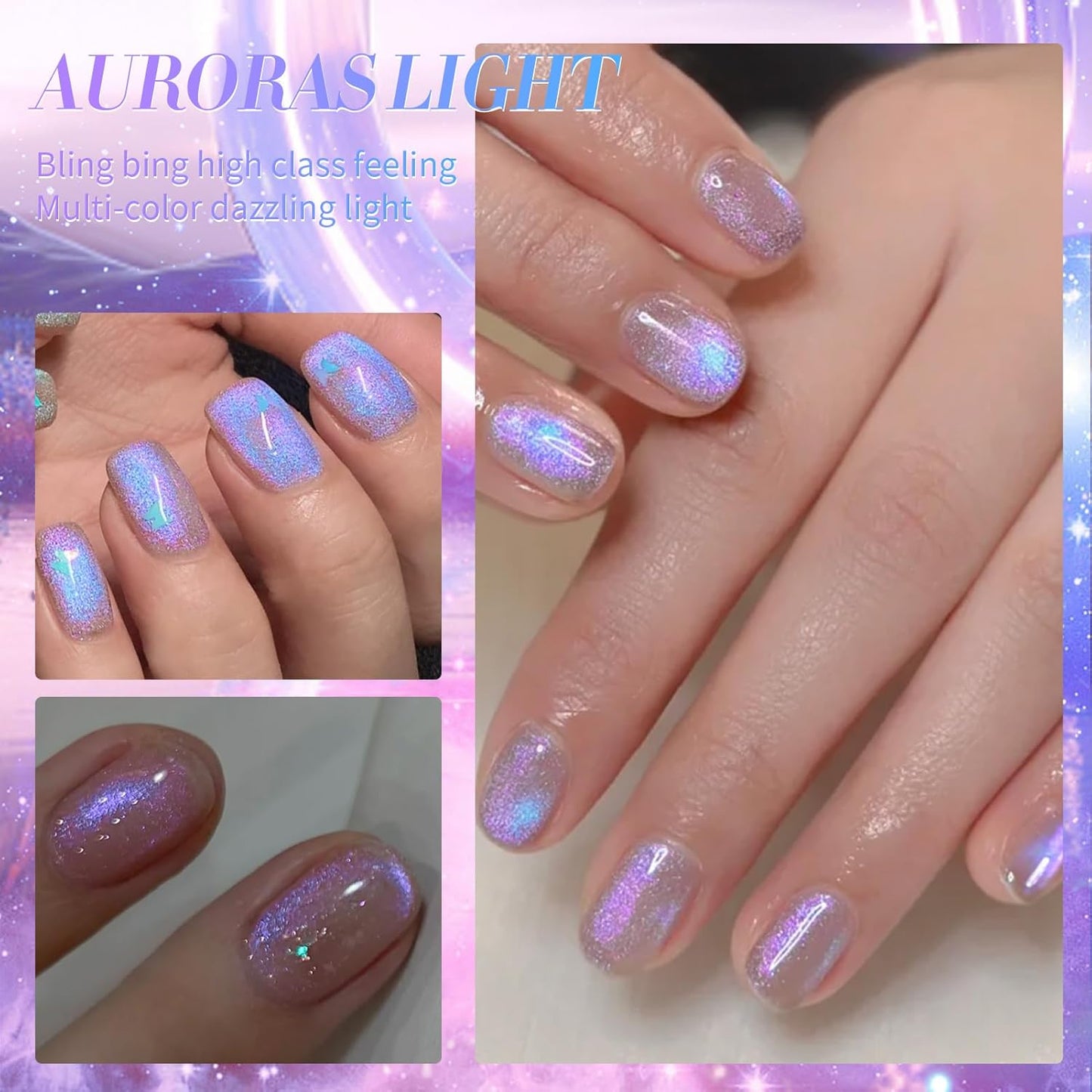 Born Pretty Purple Auroras Cat Magnetic Eye Gel, Fall Winter Mermaid Shiny Effect Soak Off Nail Art Salon Manicure Home Gift 15ml