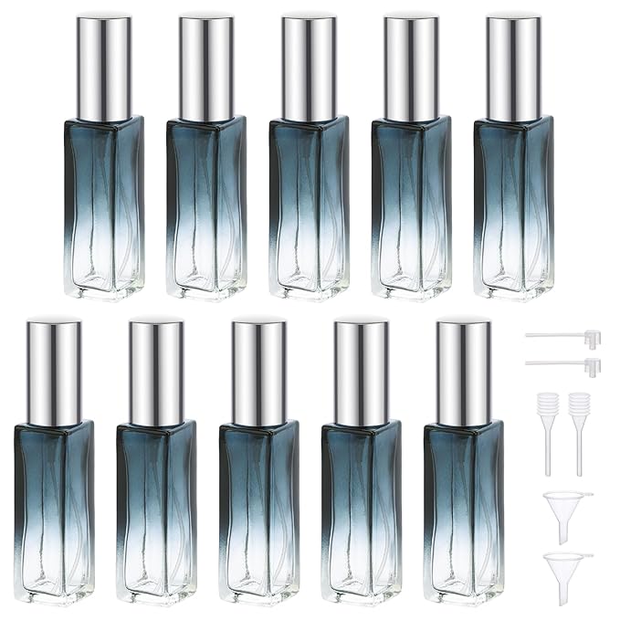 Segbeauty 10pcs Perfume Travel Refillable, 10ML Glass Spray Bottles Perfume Atomizer, Mini Travel Size Dispenser Bottle Set Atomizer Sprayer for Perfume Toiletries Cosmetic Container Spray Bottle