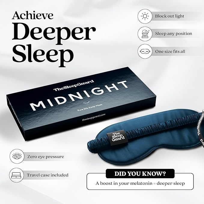 Pure Silk Sleep Mask [100% 6A Mulberry Silk, 22 Momme] Light Blocking Travel Essentials. Eye Masks for Sleeping. Black Oeko-Tex Blindfold. Eye Covers for Men & Women