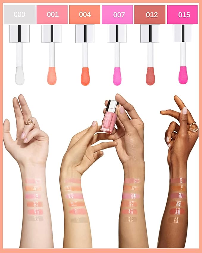 Plumping Lip Glow Oil, Hydrating Tinted Lip Oil Gloss, Transparent Toot Lip Oil, Long Lasting Lip Balm Moisturizing Glow Oil Fresh Texture, Glitter Shine Primer Lip Tint Lip Care Product-#0000