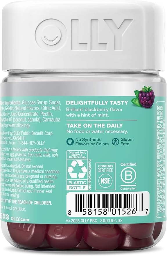 OLLY Flawless Complexion Gummy, Clear and Healthy Skin Support, Vitamins E, A, Zinc, Chewable Supplement, Berry - 50 Count (Pack of 1)