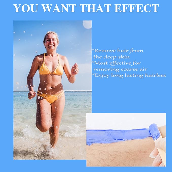 PURPLESKY Waxing Beads for Hair Removal - 2.5LB Coarse Hard Wax with Sea Salt Scent, Sticks for Bikini, Facial, Leg, Back and Chest