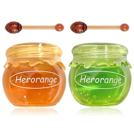 2PCS Bee Lip Balm Honey Pot,Honey Jam Lip Mask,Lip Exfoliating Bee Balm,Lip Exfoliating Bee Balm,Jelly Honey Pot Lip Mask,Hydrating & Prevention Dry and Cracked Lip Scrubs Exfoliator
