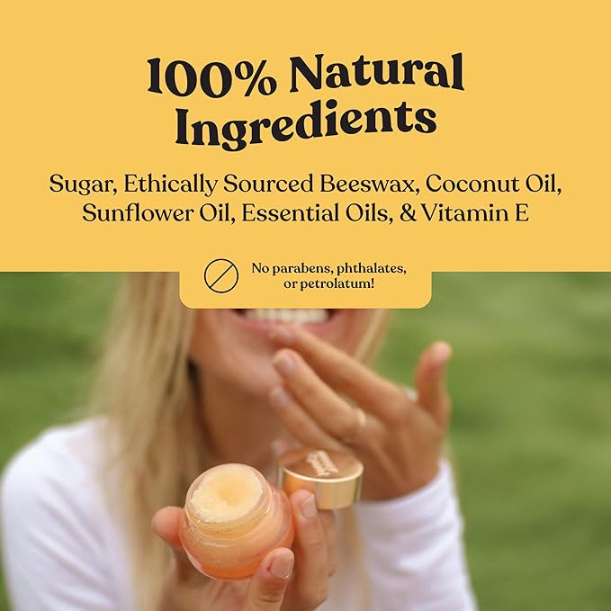 Poppy & Pout Natural Lip Scrub, Moisturizing Sugar Scrub for Dry Lips, Lip Scrubber Exfoliator with Essential Oils Smooths and Hydrates Lips, In Recyclable Glass Jars, Cruelty Free - Island Coconut